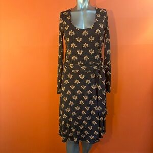 Boden Black Scoop Neck Wrap Dress Size 6